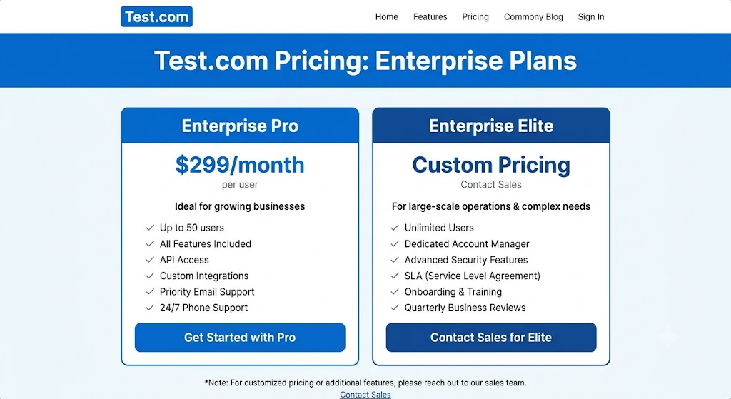 test.com pricing enterprise plans​